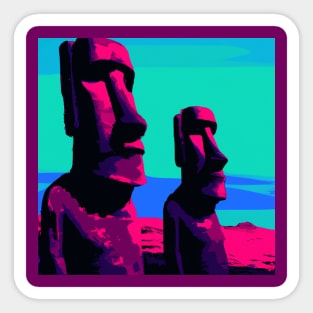 Easter Island Statues in Pop Art Sticker